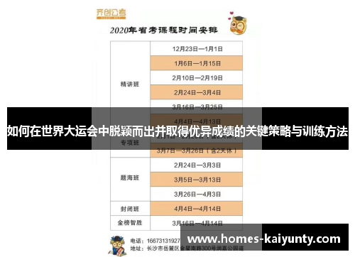 如何在世界大运会中脱颖而出并取得优异成绩的关键策略与训练方法 如何在世界大运会中脱颖而出并取得优异成绩的关键策略与训练方法